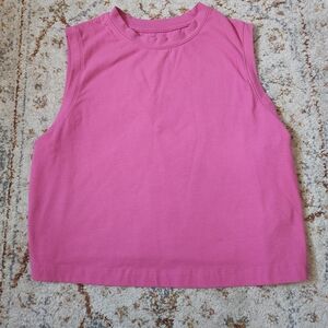 A New Day Women's Cotton Sleeveless Pink Crop Tank Top